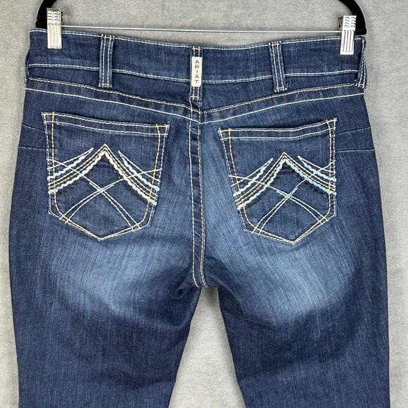 Ariat Jeans Womens 31R Blue Mid Rise Whipstitch Bootcut Country Western Rodeo - Picture 5 of 14